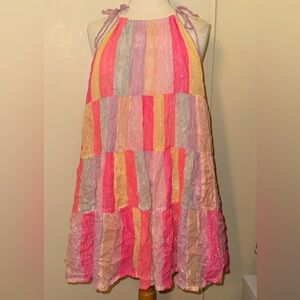 Sundress Valeria Marbella bright colorblock Colorful striped geo mini dress m/l
